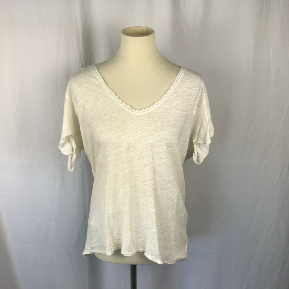 Free People White Short Sleeve Top - Medium - NEW